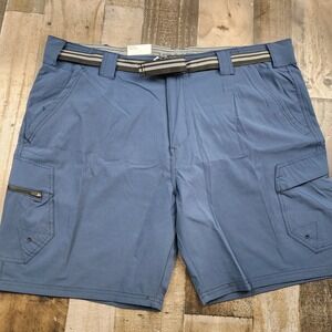 Mens Denali Stretch Hybrid size 44 Navy Blue Belted Cargo Shorts 8" Inseam NWTs